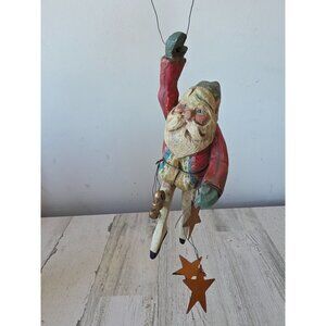 Vintage House of Hatten Santa Stars ornament Bell Xmas tree decor